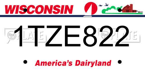 1TZE822 Wisconsin License Plate