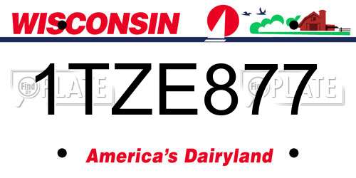 1TZE877 Wisconsin License Plate