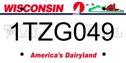 1TZG049 Wisconsin License Plate
