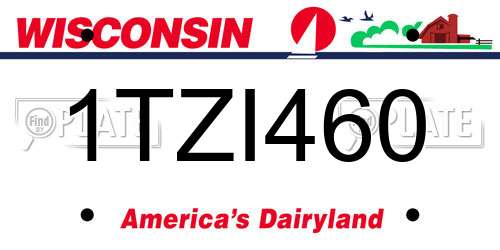 1TZI460 Wisconsin License Plate