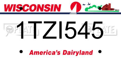 1TZI545 Wisconsin License Plate