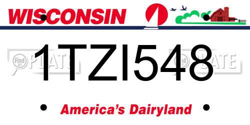 1TZI548 Wisconsin License Plate