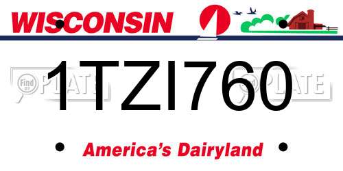 1TZI760 Wisconsin License Plate