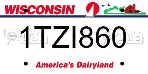 1TZI860 Wisconsin License Plate