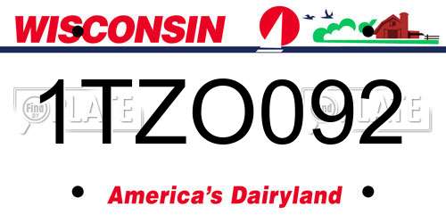 1TZO092 Wisconsin License Plate