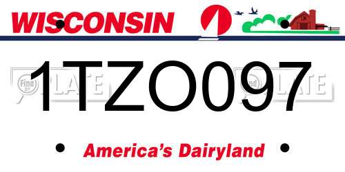 1TZO097 Wisconsin License Plate