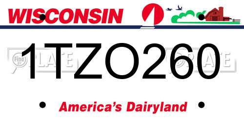 1TZO260 Wisconsin License Plate