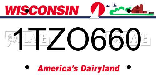 1TZO660 Wisconsin License Plate