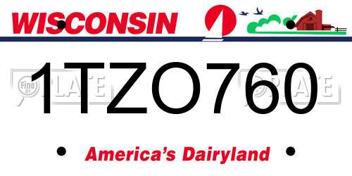 1TZO760 Wisconsin License Plate