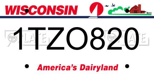 1TZO820 Wisconsin License Plate