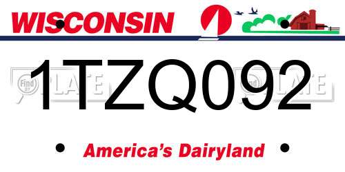 1TZQ092 Wisconsin License Plate