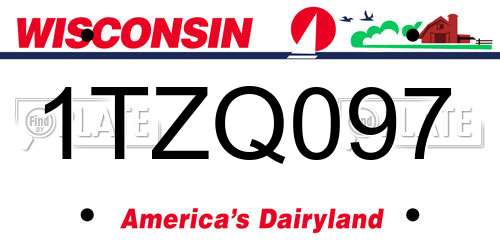 1TZQ097 Wisconsin License Plate