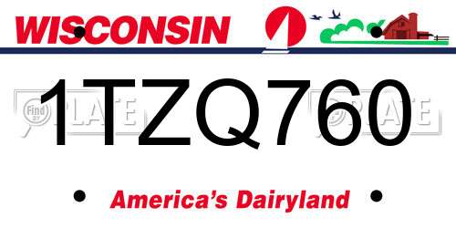 1TZQ760 Wisconsin License Plate