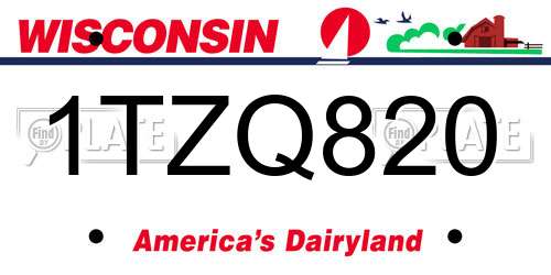 1TZQ820 Wisconsin License Plate