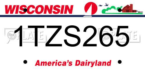 1TZS265 Wisconsin License Plate