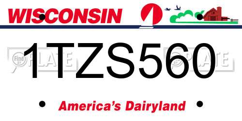 1TZS560 Wisconsin License Plate