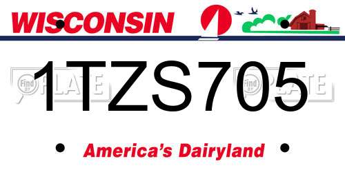 1TZS705 Wisconsin License Plate