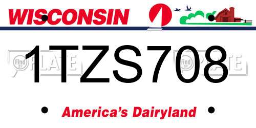 1TZS708 Wisconsin License Plate