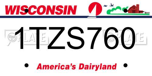1TZS760 Wisconsin License Plate