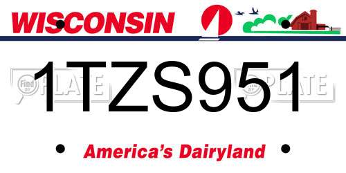 1TZS951 Wisconsin License Plate