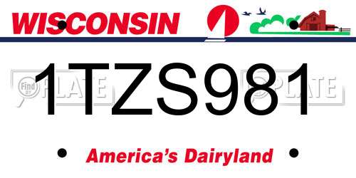 1TZS981 Wisconsin License Plate