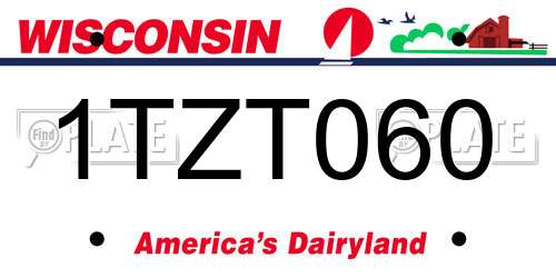 1TZT060 Wisconsin License Plate