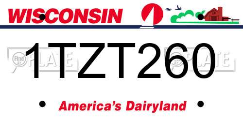 1TZT260 Wisconsin License Plate