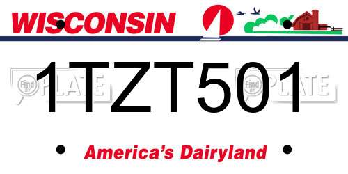 1TZT501 Wisconsin License Plate