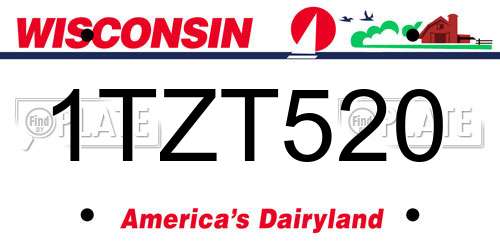 1TZT520 Wisconsin License Plate