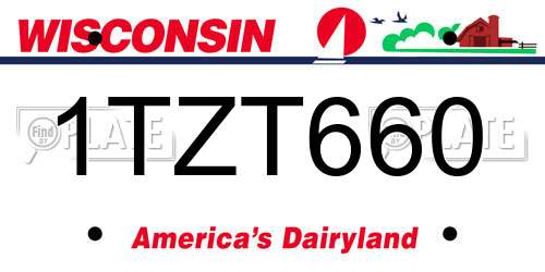 1TZT660 Wisconsin License Plate