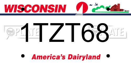 1TZT68 Wisconsin License Plate