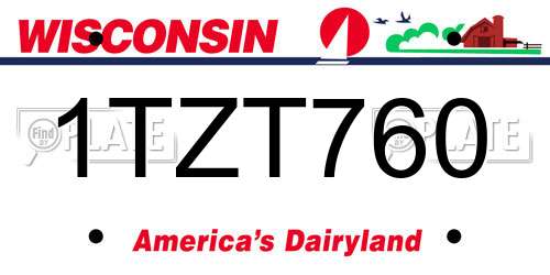 1TZT760 Wisconsin License Plate