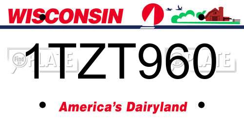 1TZT960 Wisconsin License Plate