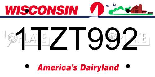1TZT992 Wisconsin License Plate