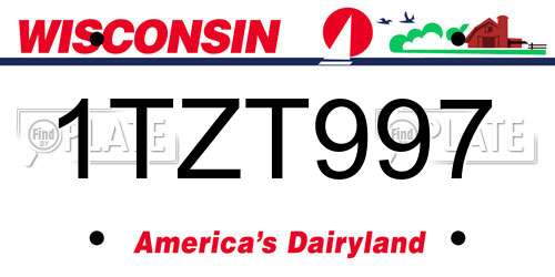 1TZT997 Wisconsin License Plate