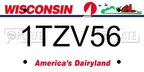 1TZV56 Wisconsin License Plate