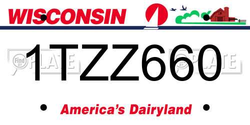 1TZZ660 Wisconsin License Plate