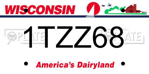 1TZZ68 Wisconsin License Plate