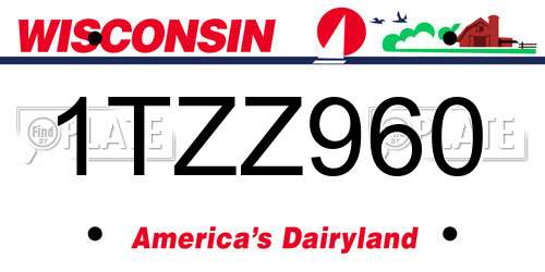 1TZZ960 Wisconsin License Plate