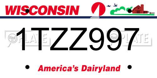 1TZZ997 Wisconsin License Plate