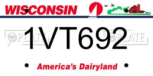 1VT692 Wisconsin License Plate