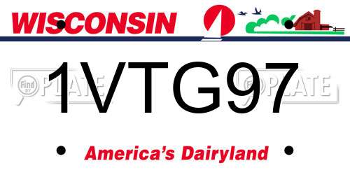 1VTG97 Wisconsin License Plate