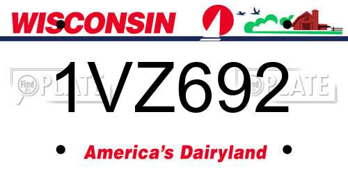 1VZ692 Wisconsin License Plate