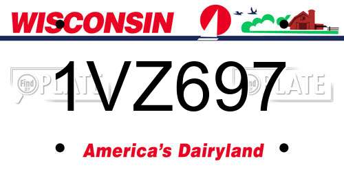 1VZ697 Wisconsin License Plate