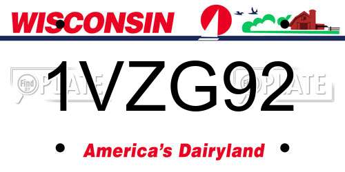 1VZG92 Wisconsin License Plate