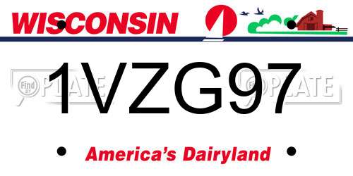 1VZG97 Wisconsin License Plate
