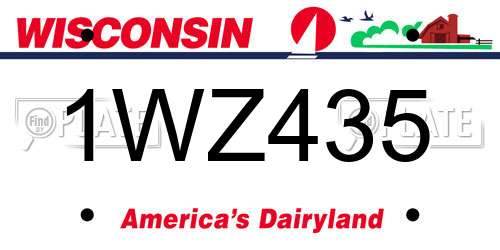 1WZ435 Wisconsin License Plate