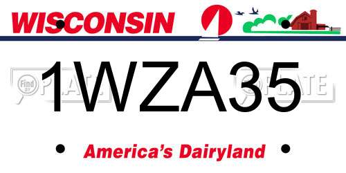 1WZA35 Wisconsin License Plate