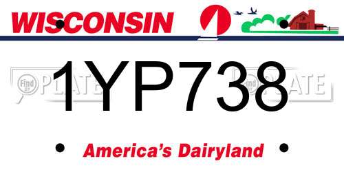 1YP738 Wisconsin License Plate