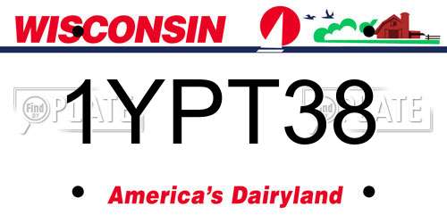 1YPT38 Wisconsin License Plate